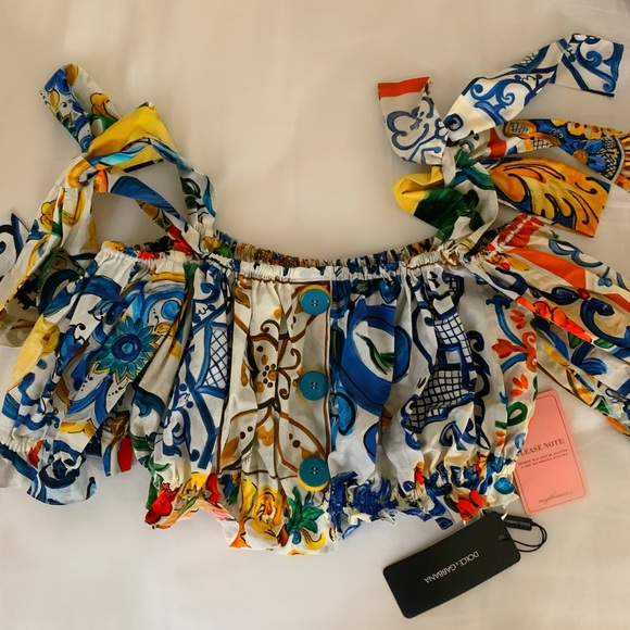 Dolce & Gabbana Tops - DOLCE & GABBANA Majolica print crop top